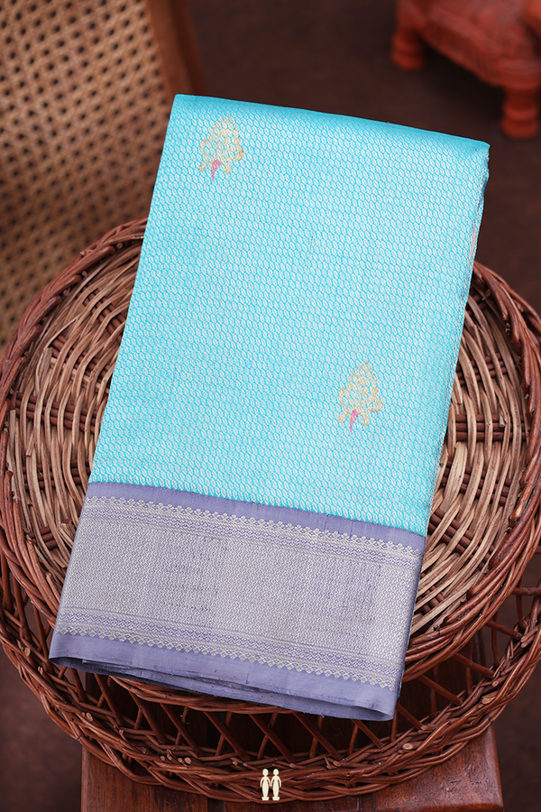 Kanchipuram Silk Saree In Blue With Brocade Design