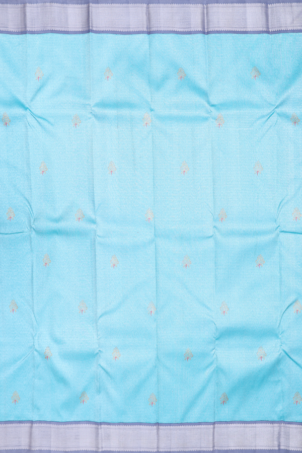 Kanchipuram Silk Saree In Blue With Brocade Design