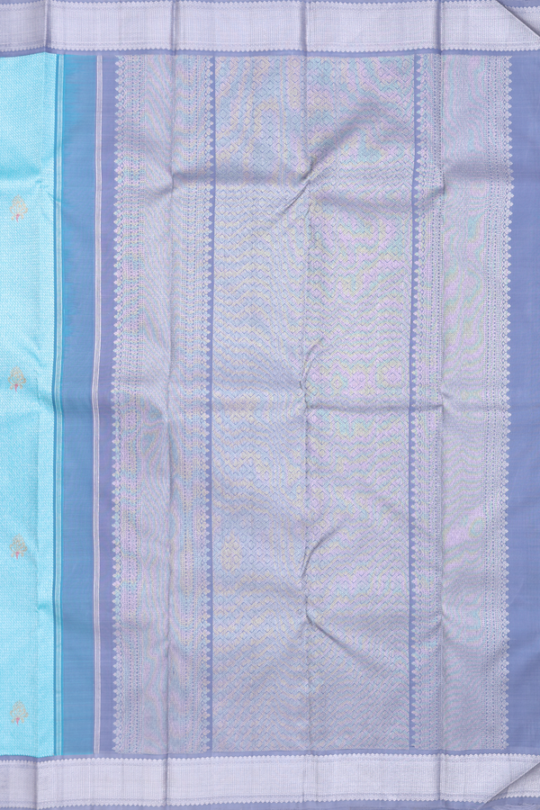 Kanchipuram Silk Saree In Blue With Brocade Design