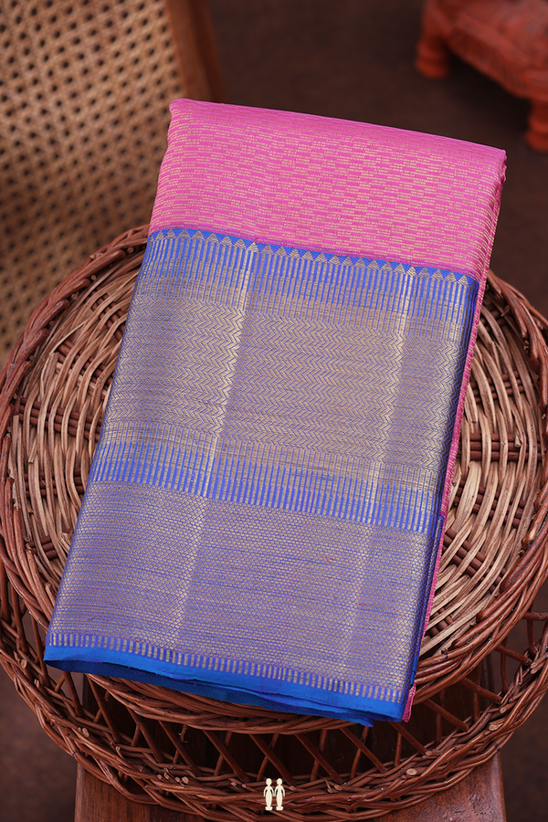 Kanchipuram Silk Saree In Pink With Brocade Design