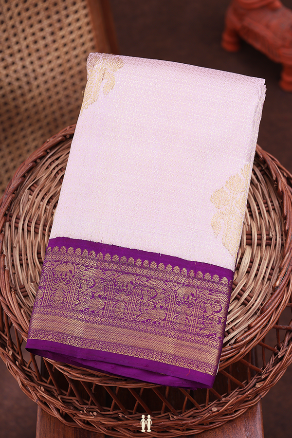 Kanchipuram Silk Saree In Light Pink With Brocade Design
