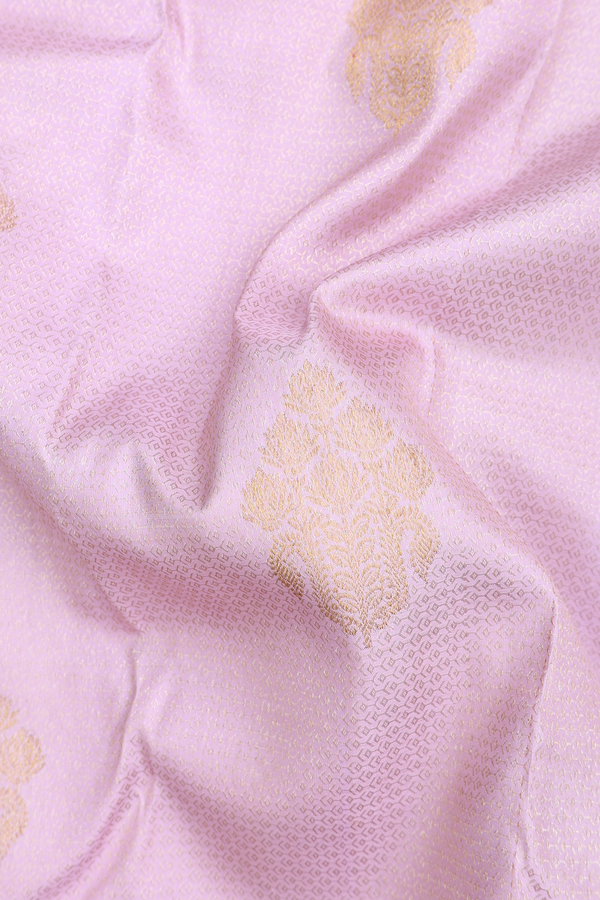 Kanchipuram Silk Saree In Light Pink With Brocade Design