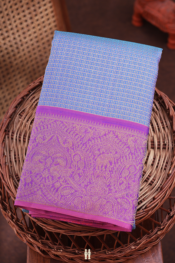 Kanchipuram Silk Saree In Blue With Brocade Design