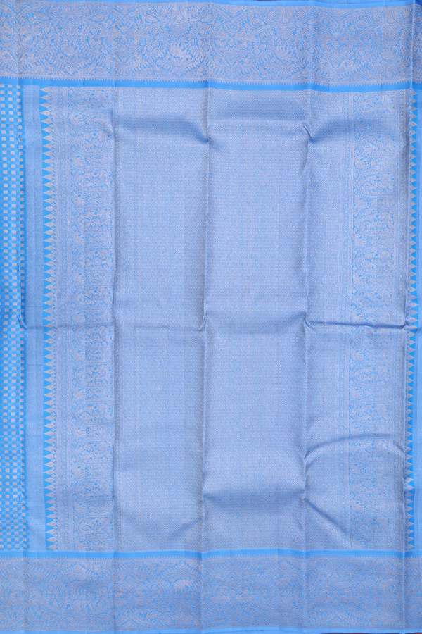 Kanchipuram Silk Saree In Blue With Brocade Design