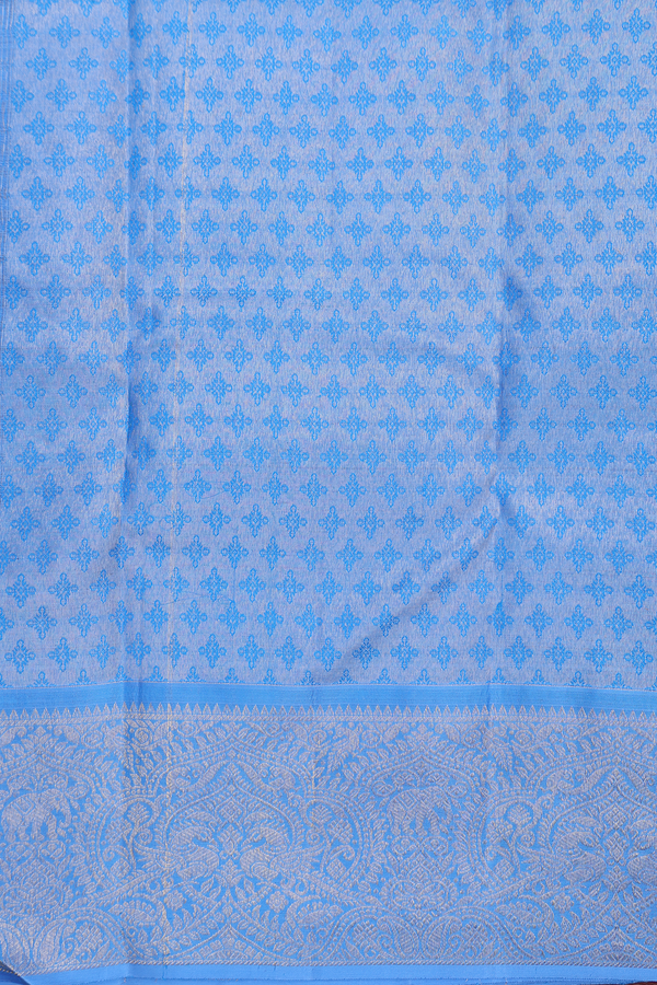 Kanchipuram Silk Saree In Blue With Brocade Design
