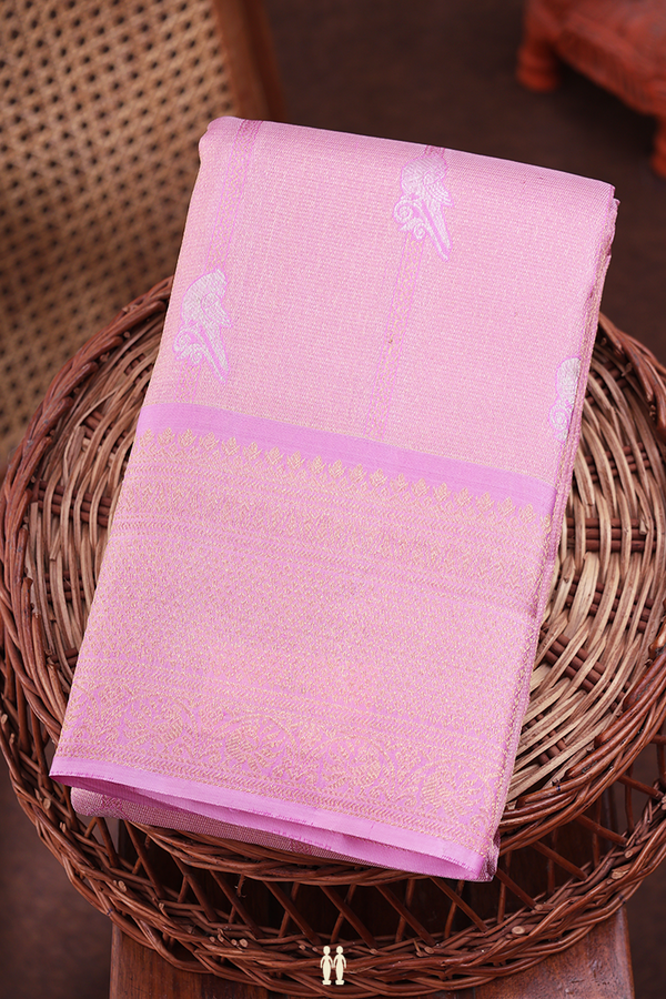 Kanchipuram Silk Saree In Pink With Brocade Design