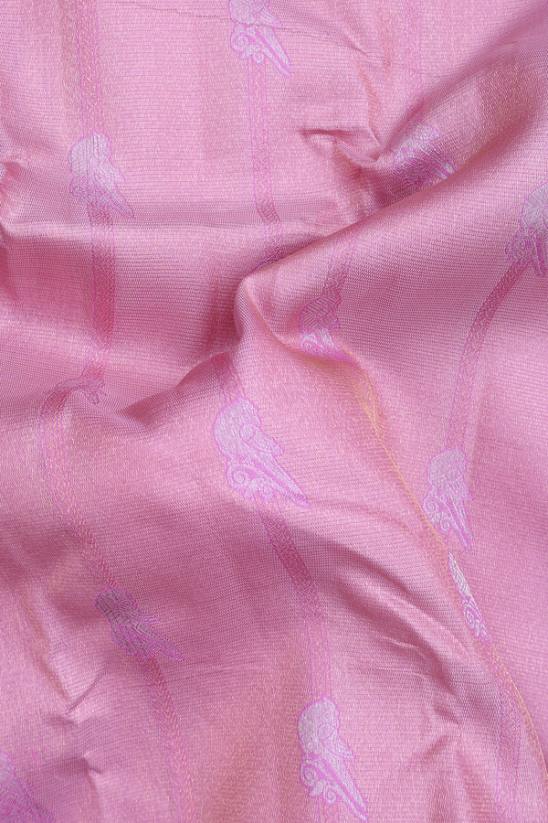 Kanchipuram Silk Saree In Pink With Brocade Design