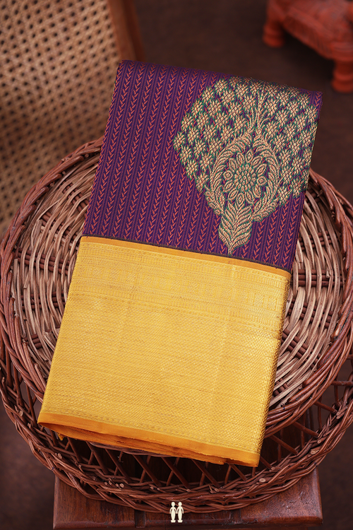 Kanchipuram Silk Saree In Purple With Jacquard Pattern