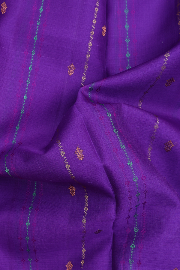 Kanchipuram Silk Saree In Purple With Stripes Design