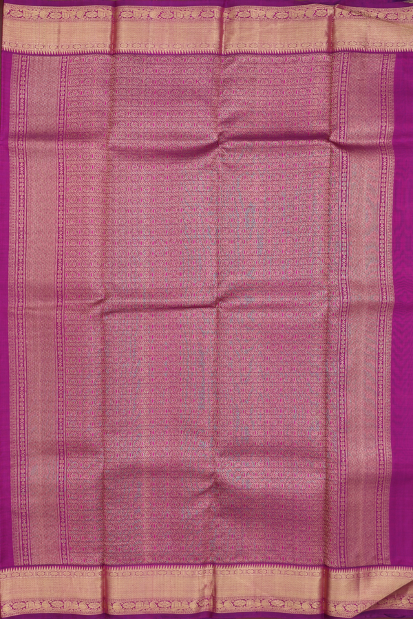 Kanchipuram Silk Saree In Cream Color With Stripes Design