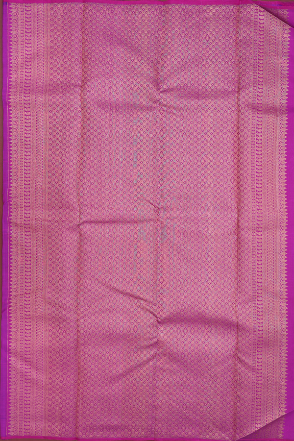 Kanchipuram Silk Saree In Royal Blue With Stripes Design
