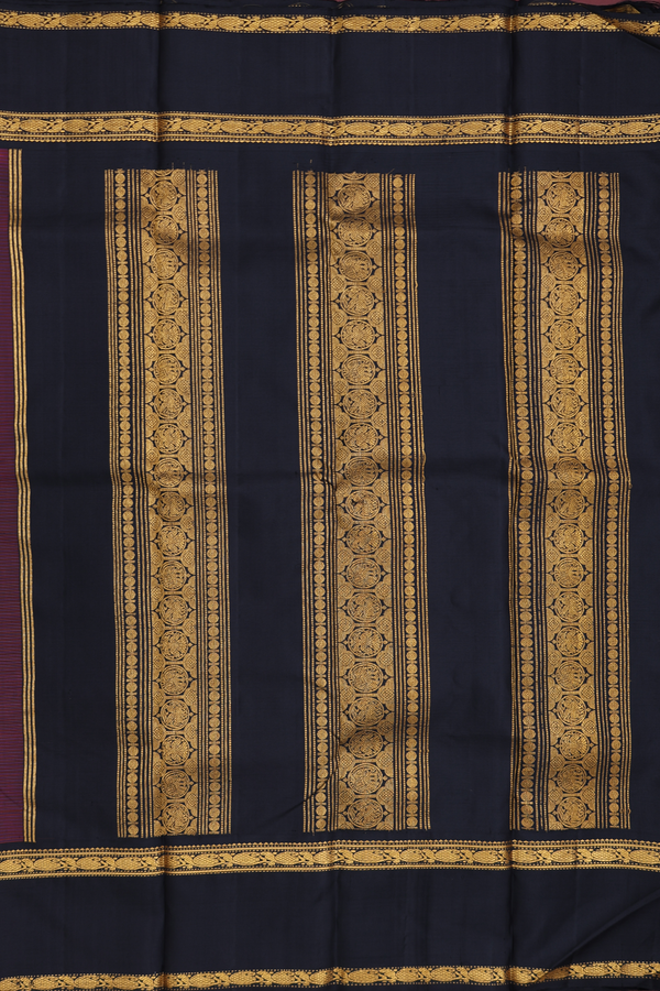 Kanchipuram Silk Saree In Orange And Magenta With Checks Design