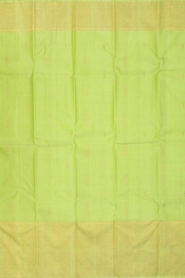 Kanchipuram Silk Saree In Pear Green With Zari Buttas