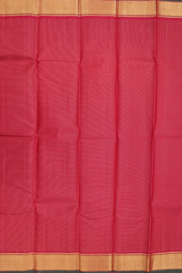 Kanchipuram Silk Saree In Crimson Red With Stripes Design