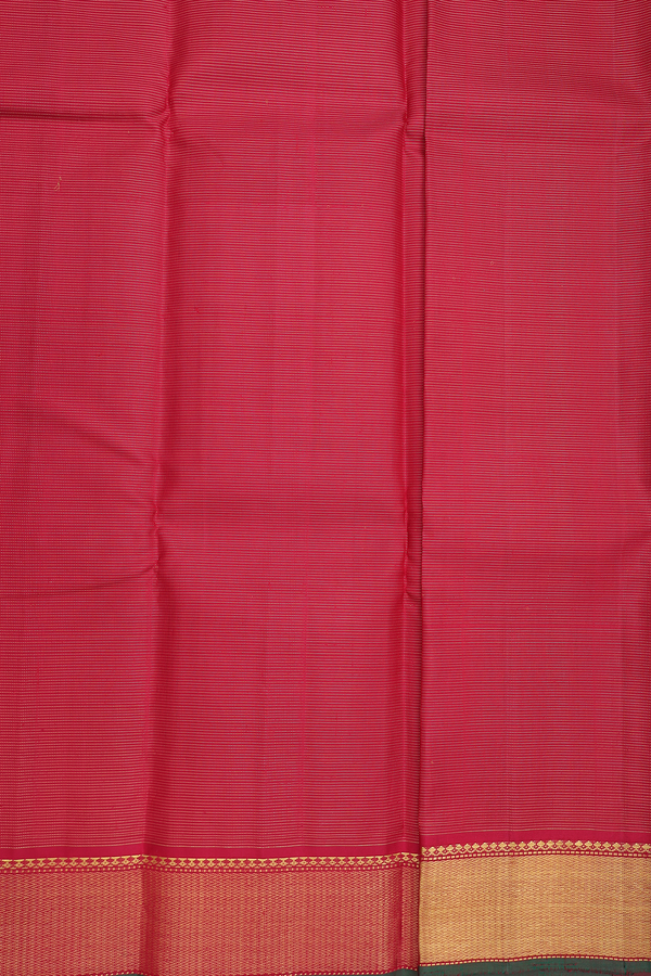 Kanchipuram Silk Saree In Crimson Red With Stripes Design
