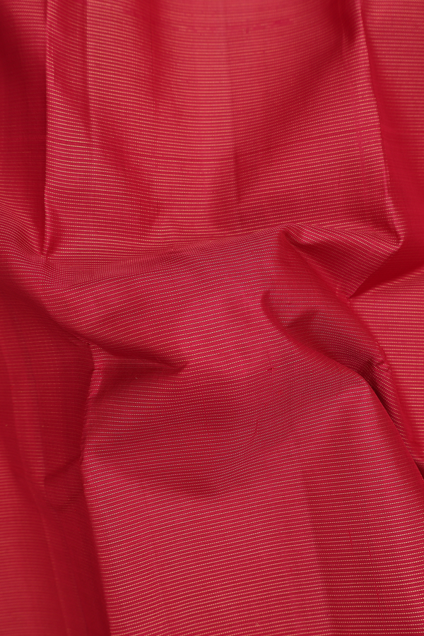 Kanchipuram Silk Saree In Crimson Red With Stripes Design