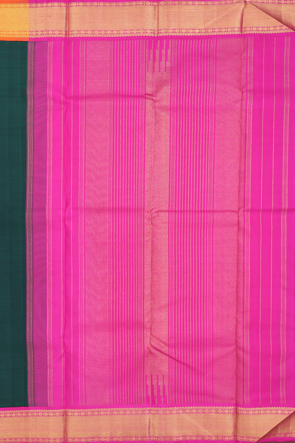 Kanchipuram Silk Saree In Green With Ganga Jamuna Border