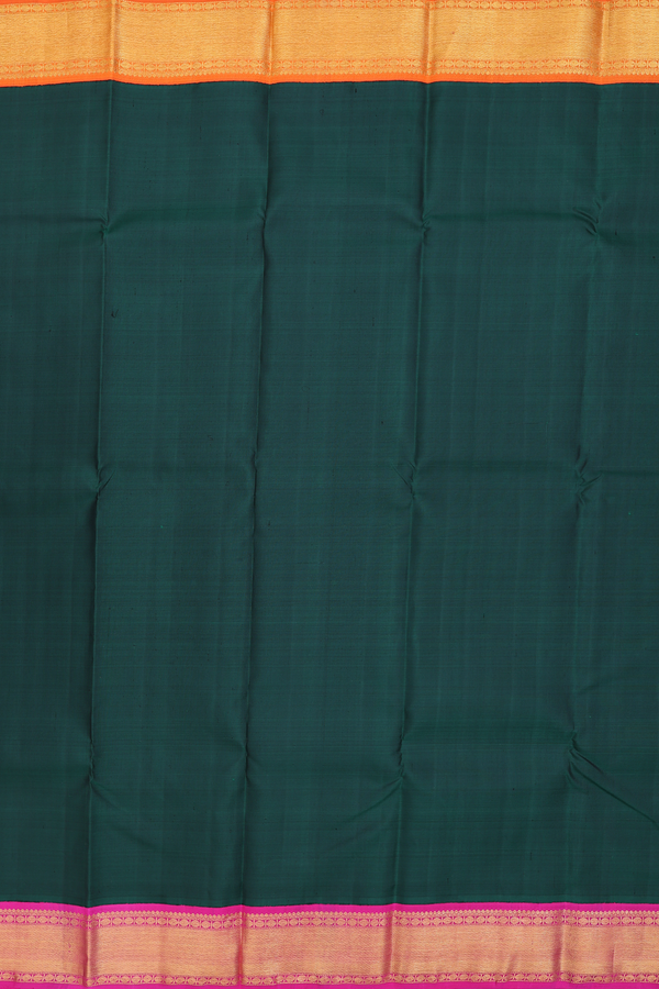 Kanchipuram Silk Saree In Green With Ganga Jamuna Border