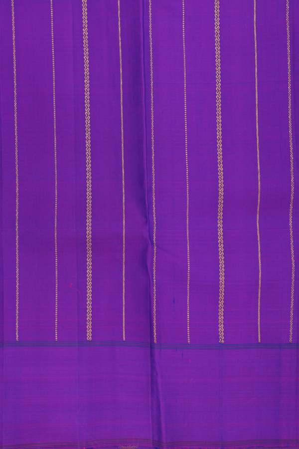 Kanchipuram Silk Saree In Shades Of Blue With Stripes Design