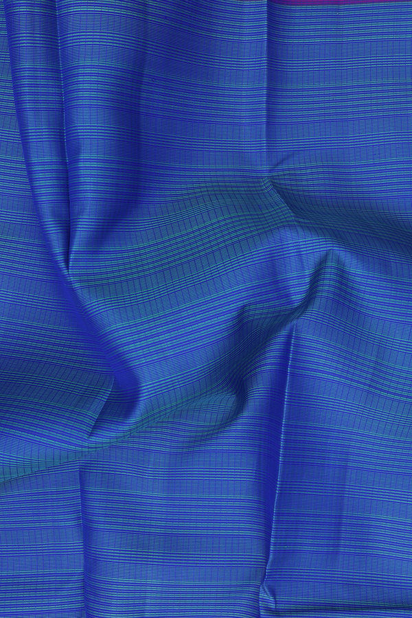 Kanchipuram Silk Saree In Shades Of Blue With Stripes Design