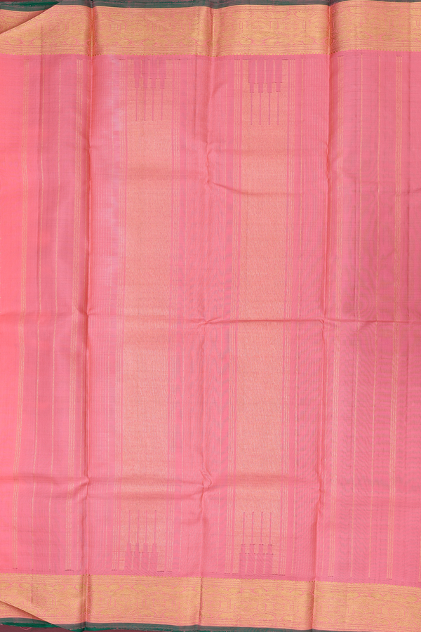 Kanchipuram Silk Saree In Peach With Checks Design