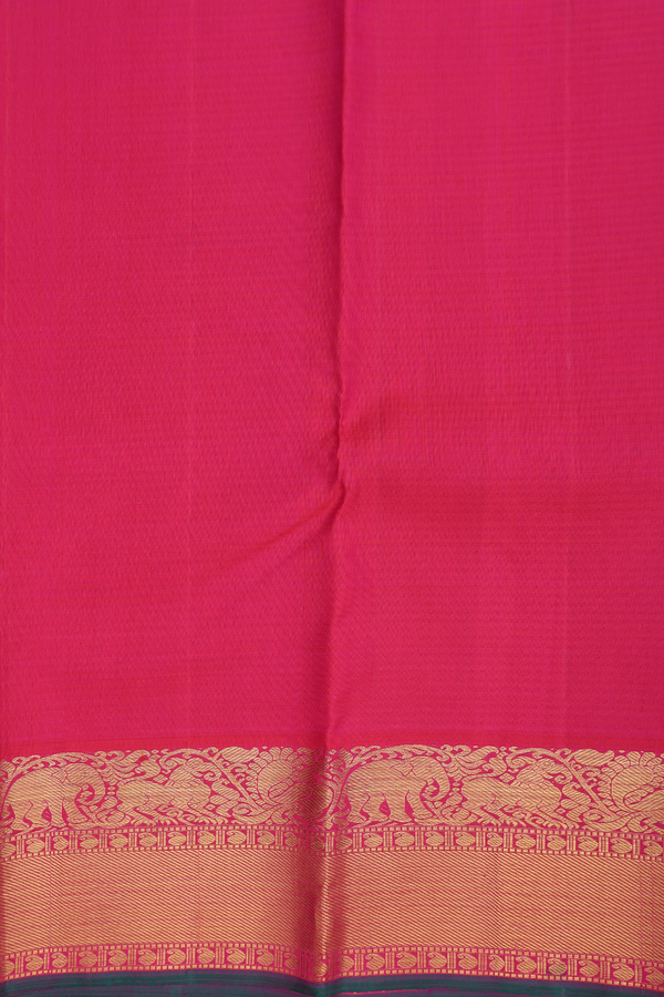 Kanchipuram Silk Saree In Blue And Green With Checks Design