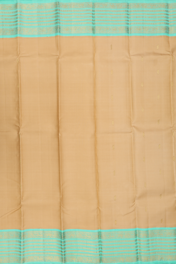 Kanchipuram Silk Saree In Light Brown With Zari Buttas
