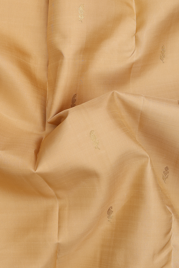 Kanchipuram Silk Saree In Light Brown With Zari Buttas