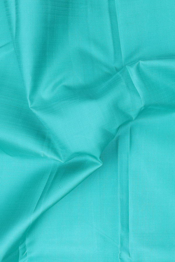 Kanchipuram Silk Saree In Turquoise Blue With Contrast Border