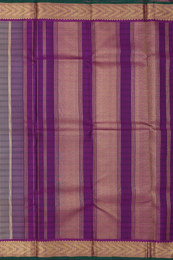 Kanchipuram Silk Saree In Cedar Brown With Stripes Design