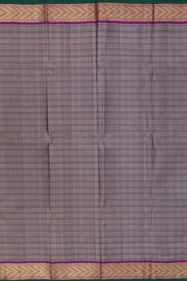 Kanchipuram Silk Saree In Cedar Brown With Stripes Design