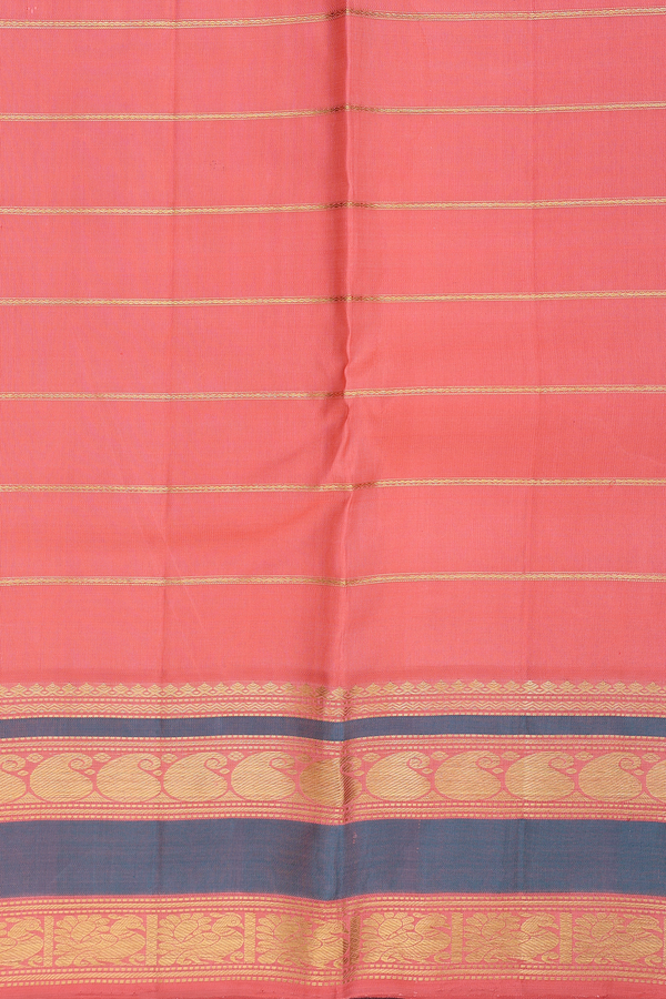 Kanchipuram Silk Saree In Pastel Purple With Stripes Design