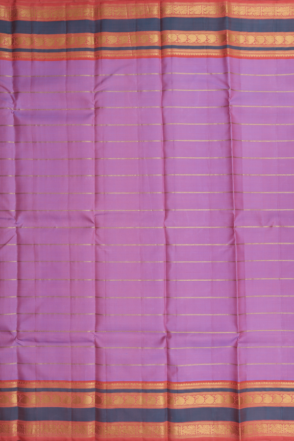 Kanchipuram Silk Saree In Pastel Purple With Stripes Design