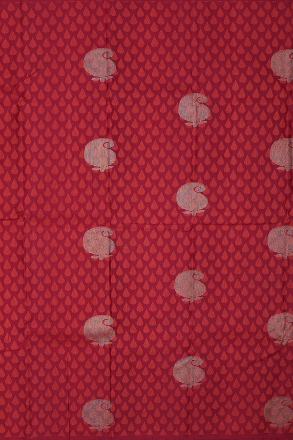 Kanchipuram Silk Saree In Maroon With Jacquard Pattern