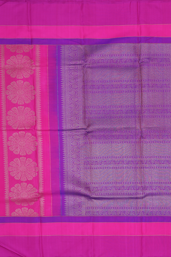 Kanchipuram Silk Saree In Peach With Jacquard Pattern