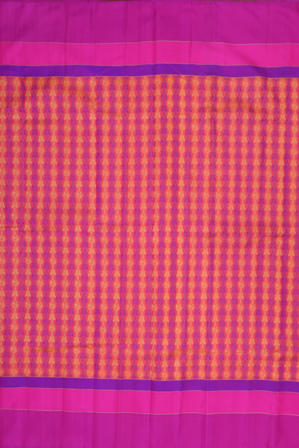 Kanchipuram Silk Saree In Peach With Jacquard Pattern