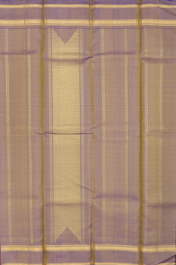 Kanchipuram Silk Saree In Yellow With Self Stripes Design