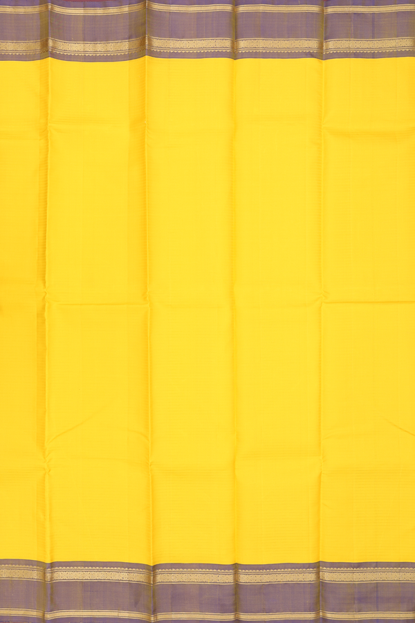 Kanchipuram Silk Saree In Yellow With Self Stripes Design