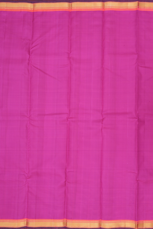 Kanchipuram Silk Saree In Purple Rose With Stripes Design