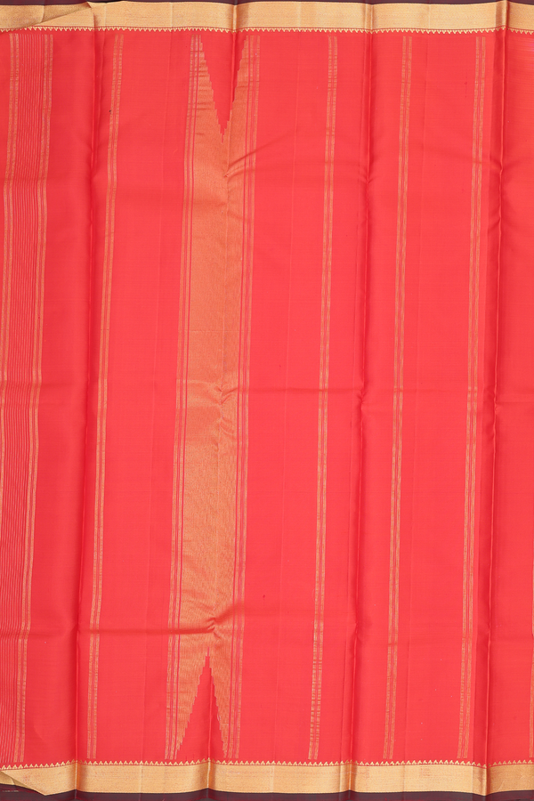 Kanchipuram Silk Saree In Pink With Stripes Design