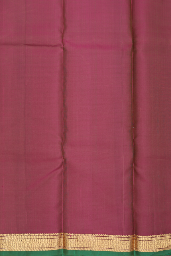Kanchipuram Silk Saree In Greyish Green With Checks Design