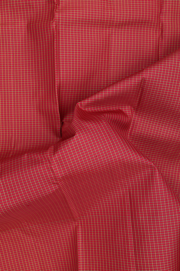 Kanchipuram Silk Saree In Rust Red With Checks Design