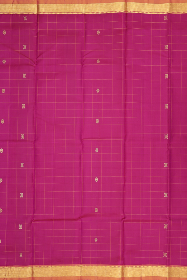 Kanchipuram Silk Saree In Mulberry Purple With Checks Design