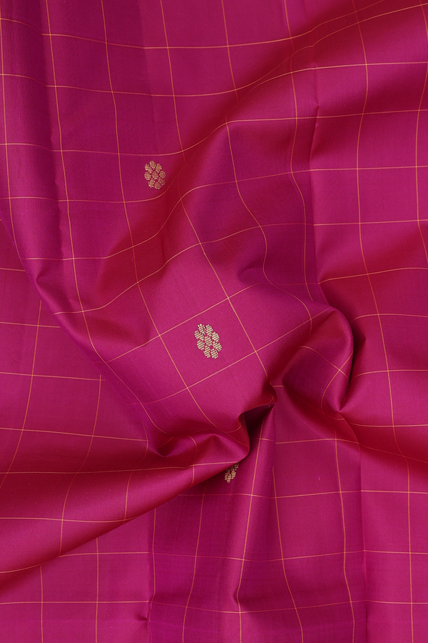 Kanchipuram Silk Saree In Mulberry Purple With Checks Design