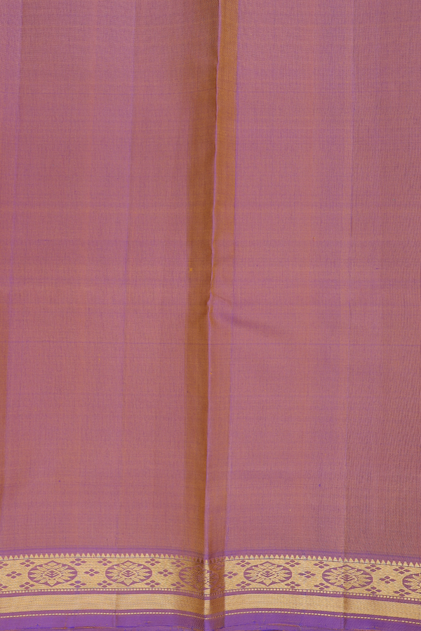 Kanchipuram Silk Saree In Saffron Yellow With Floral Buttas