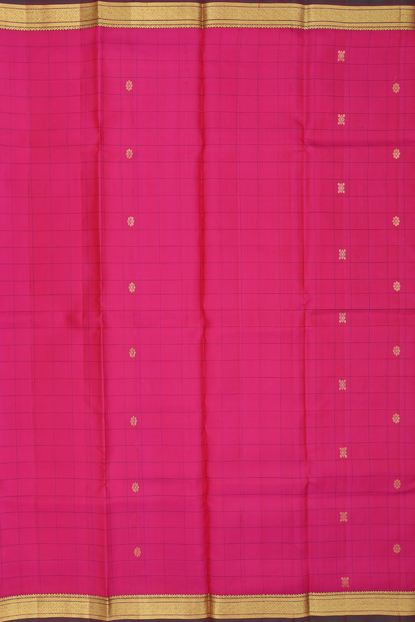 Kanchipuram Silk Saree In Pink With Checks Design