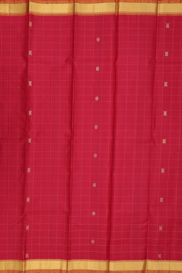 Kanchipuram Silk Saree In Red With Stripes Design