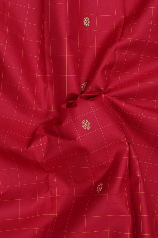 Kanchipuram Silk Saree In Red With Stripes Design
