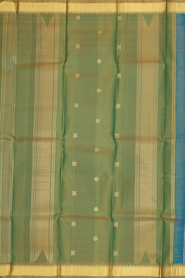 Kanchipuram Silk Saree In Blue With Checks Design