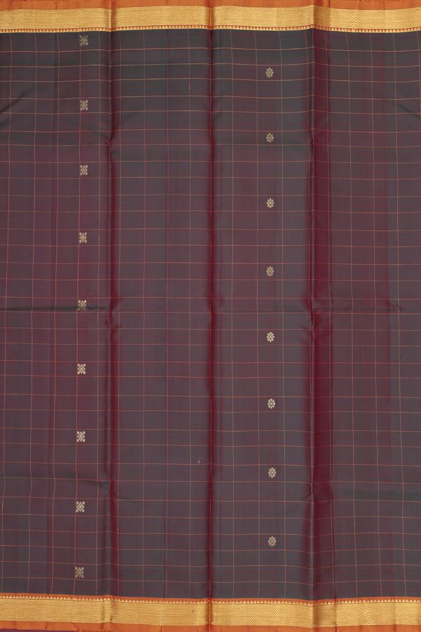 Kanchipuram Silk Saree In Manthulir With Checks Design